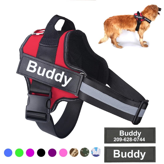 Personalized Dog Harness NO PULL Reflective Breathable Adjustable Pet Harness Vest Special Patch For Small Large Dog Pet Supplies